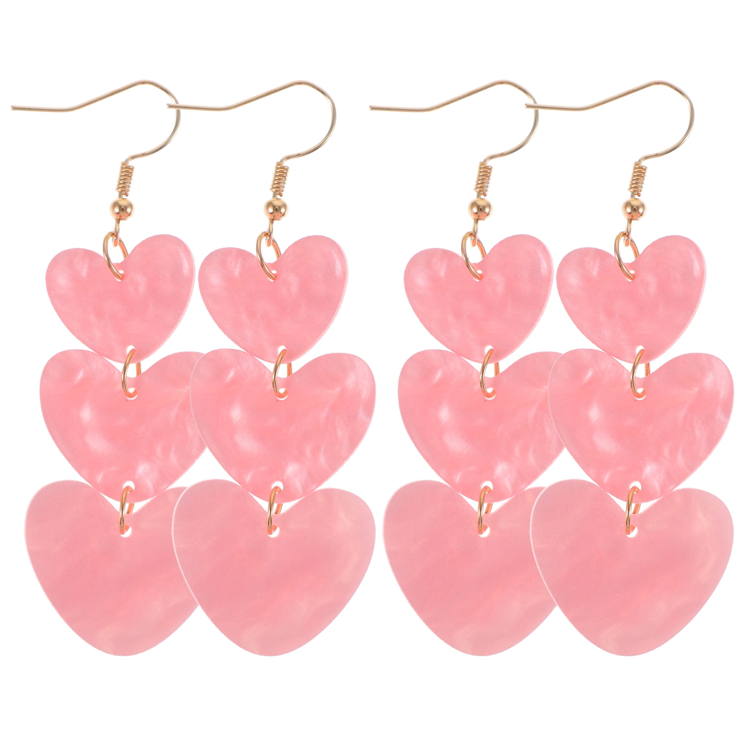 2 Pairs Heart Earrings Women Fashion Pendant Earrings Three Heart Dangle Earrings
