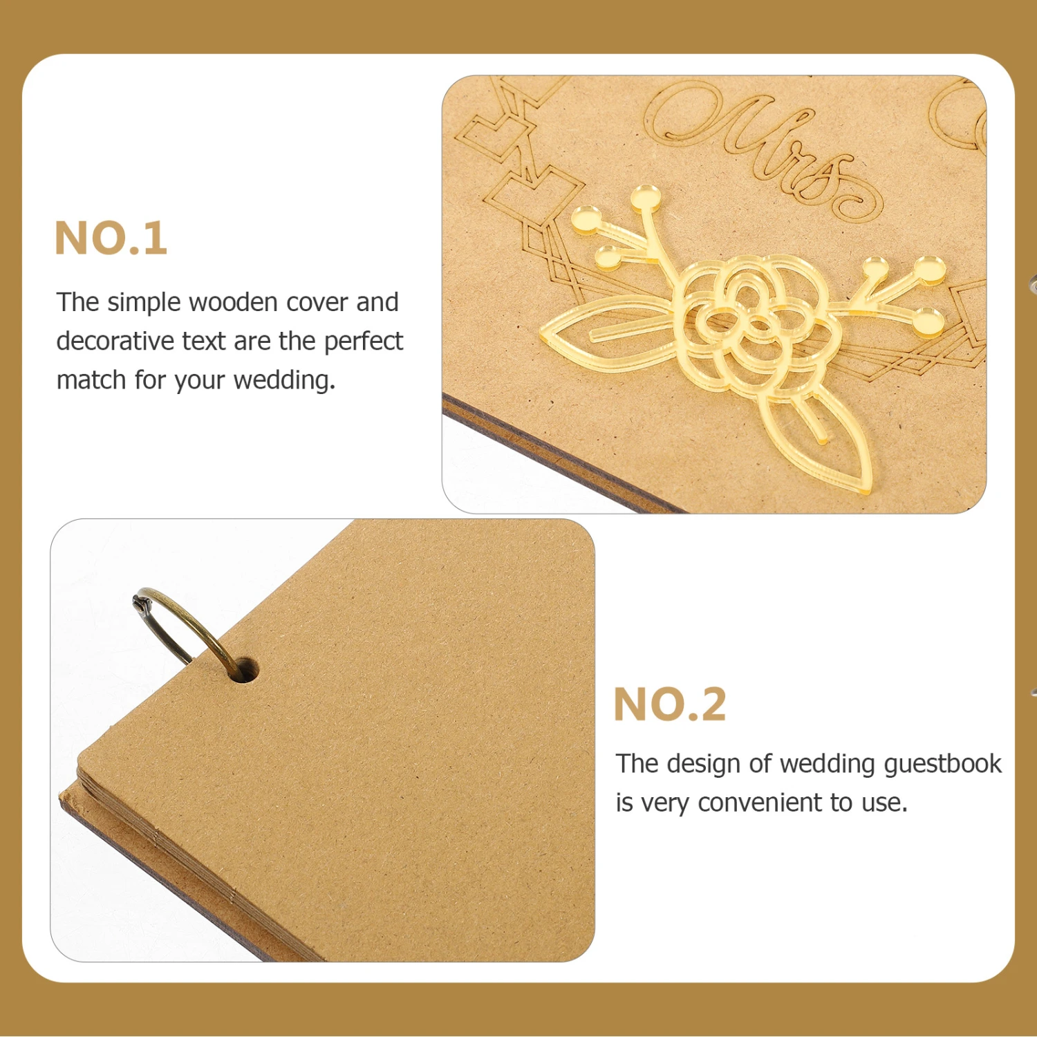 Rustic Wedding Guest Book Attendance Book Party Supply Guest Signature Book (30 Pages)