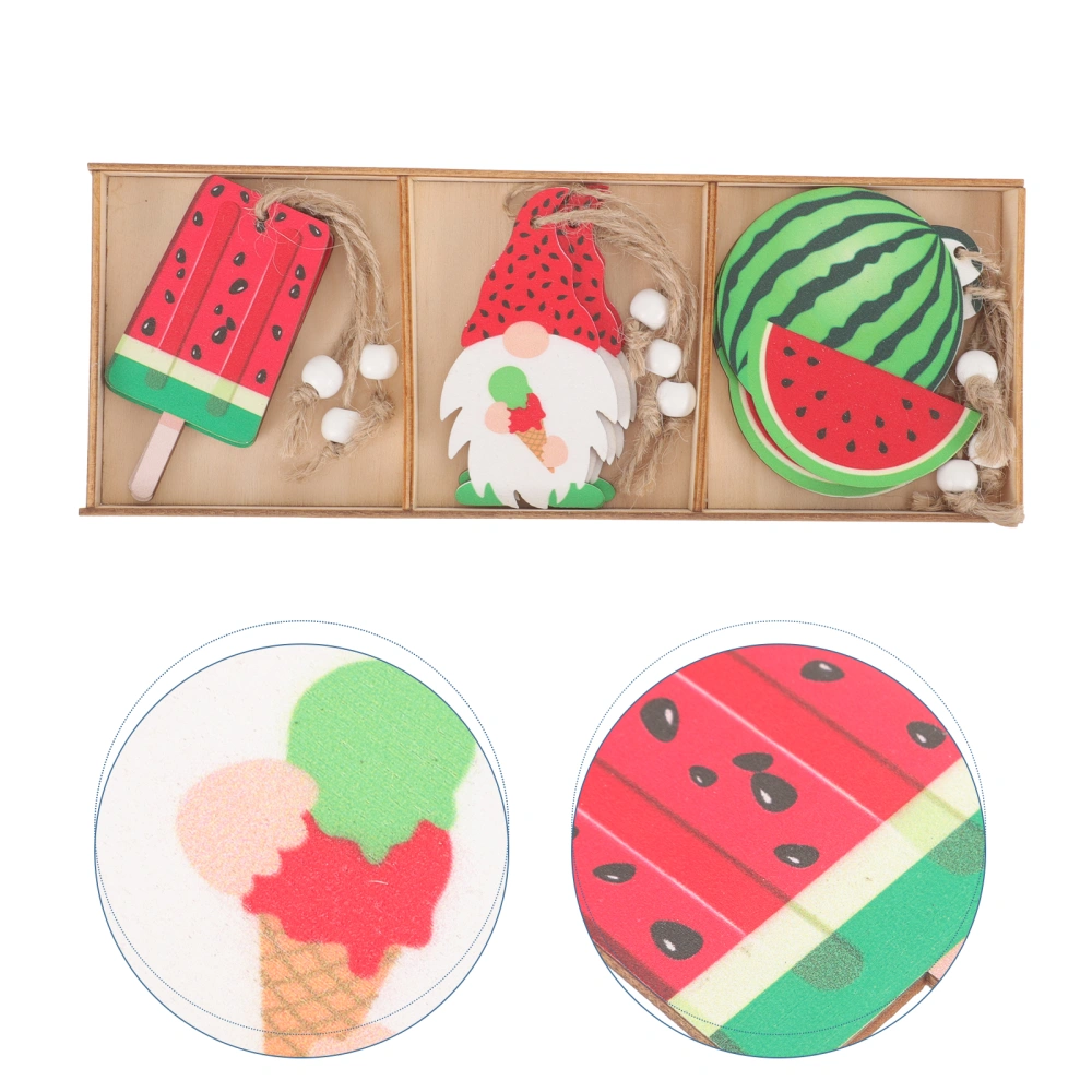 9 pcs Summer Wooden Hanging Ornaments Summer Wooden Hanging Decoration for Party