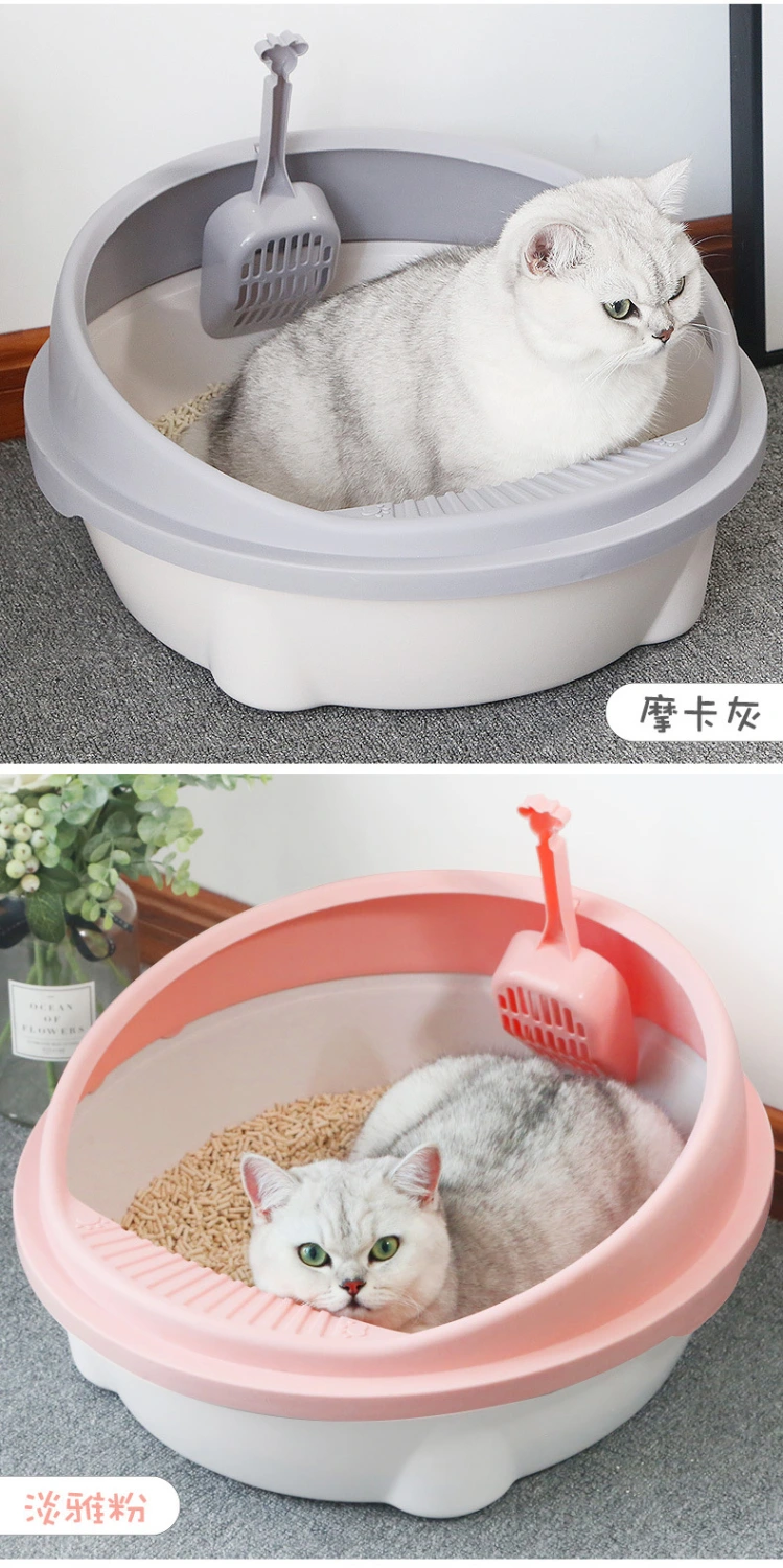 Cat Litter Box Semi-Enclosed Cat Litter Container with Shovel Cat Litter Storage Box