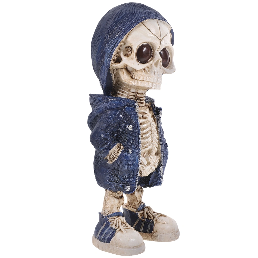 Skeleton Figurine Halloween Decor Cool Skeleton Statue Ornament Mini Resin Skeleton Figurine