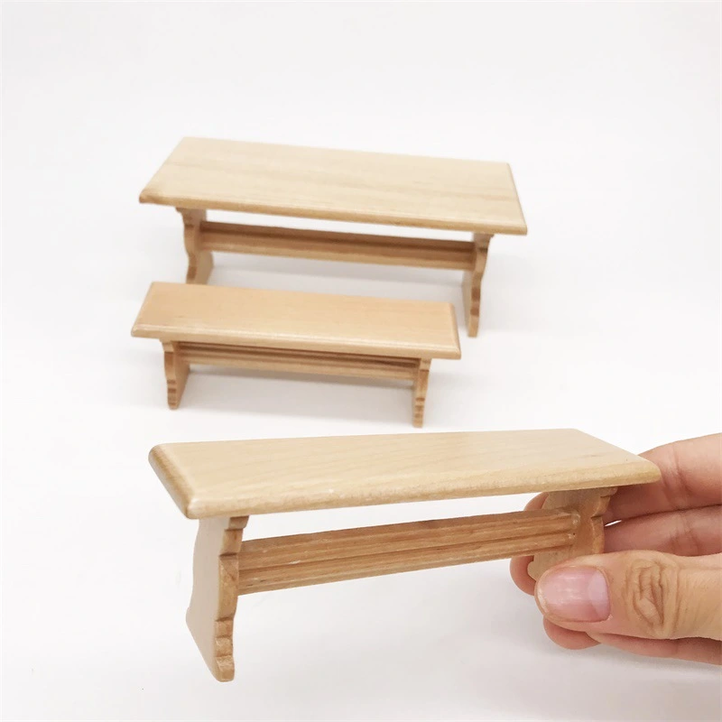 1 Set Wooden Doll House Furniture Mini Doll House Furniture Table Bench Models