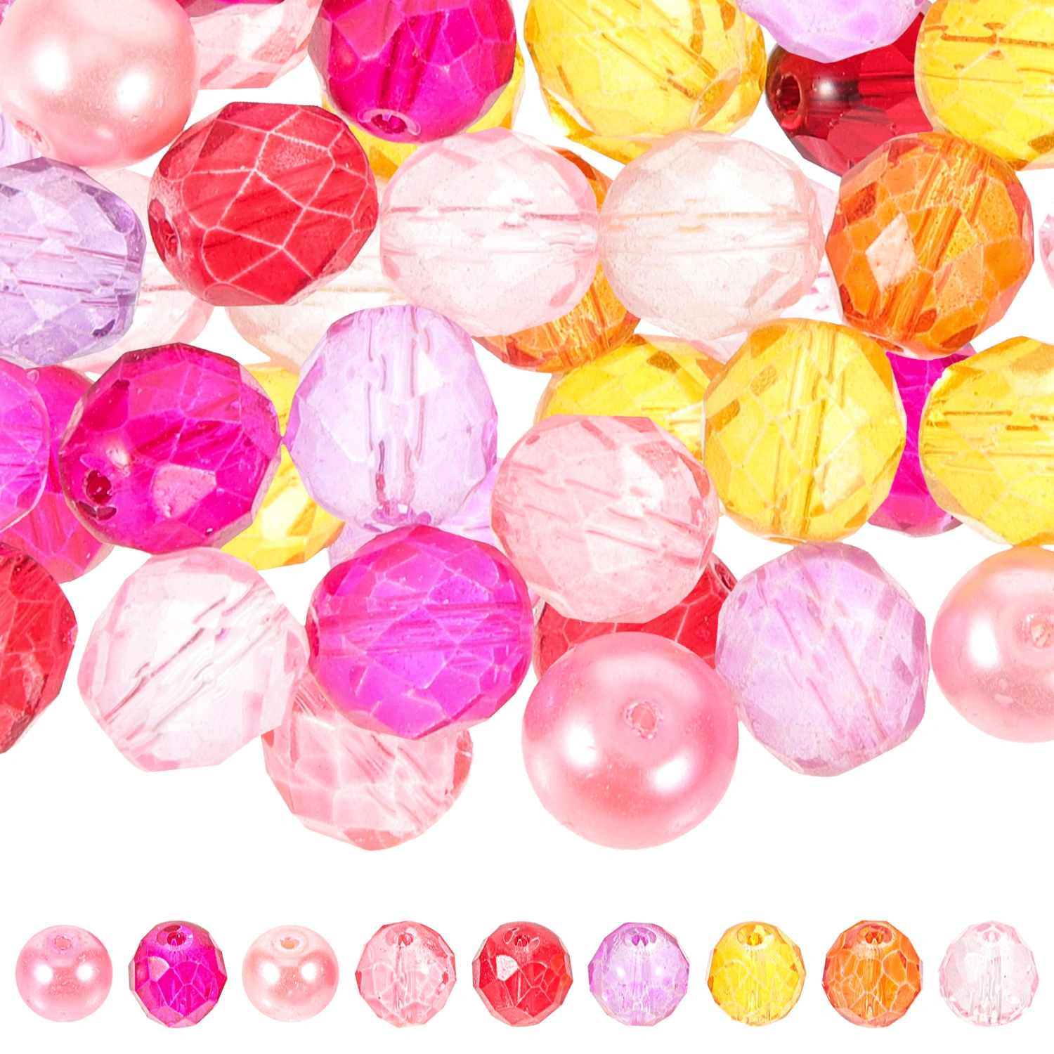 90Pcs Loose Beads Jewelry DIY Beads Glass Beads Delicate DIY Loose Beads Glass Decorative Beads