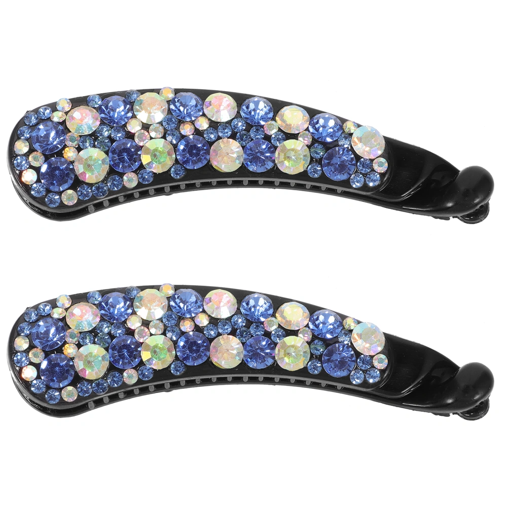 2pcs Banana Hair Clips Thick Hair Ponytail Holders Rhinestone Hair Clips Women Hair Accessories