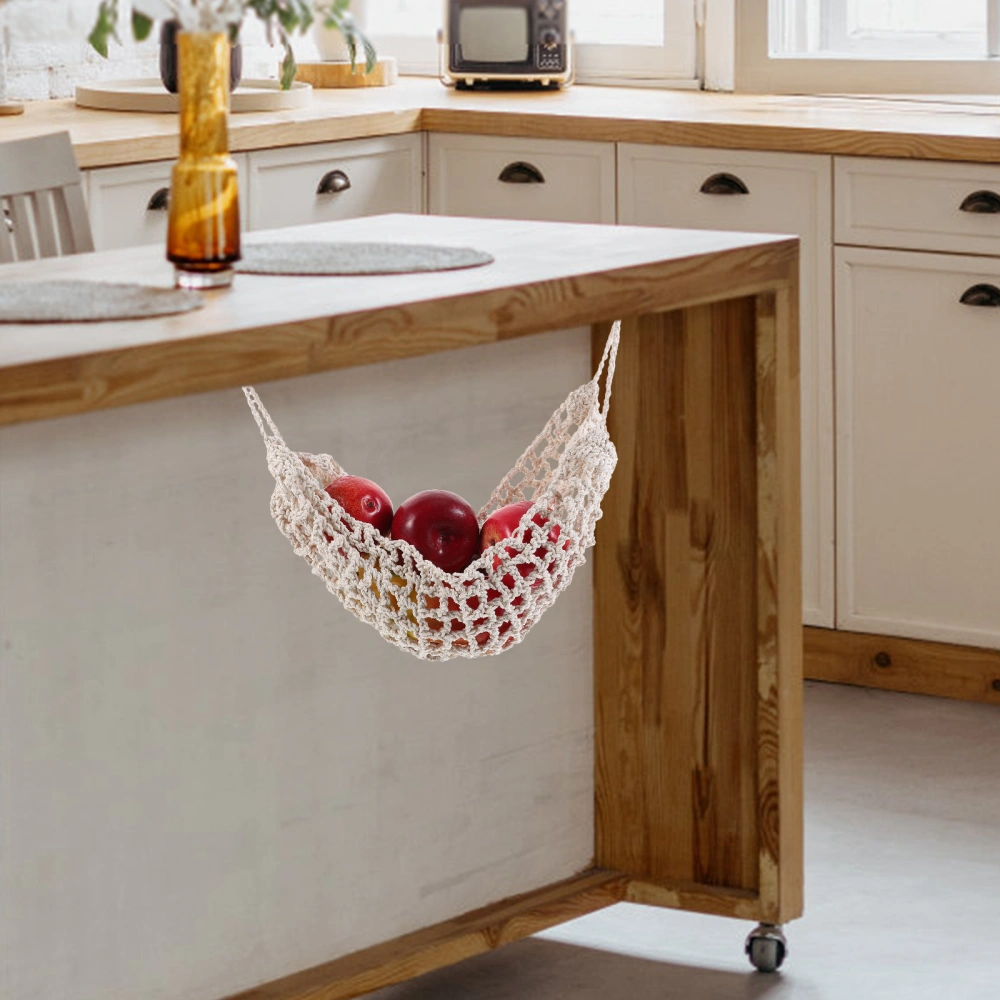 Fruit Hammock Kitchen Hanging Fruit Basket Handwoven Cotton Vegetable Storage Holder