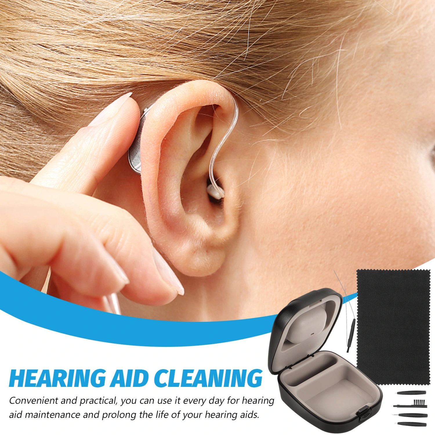 1 Set of Hearing Aid Cleaning Tools Portable Hearing Aid Cleaner Kit Hearing Aid Clean Equipment Kit