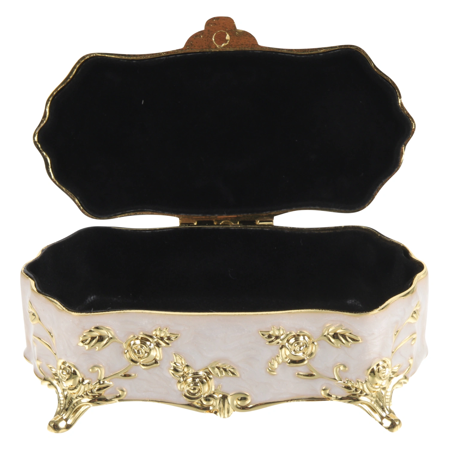 Vintage Embossed Flower Jewelry Box Wear-resistant Alloy Trinket Box Exquisite Storage Case