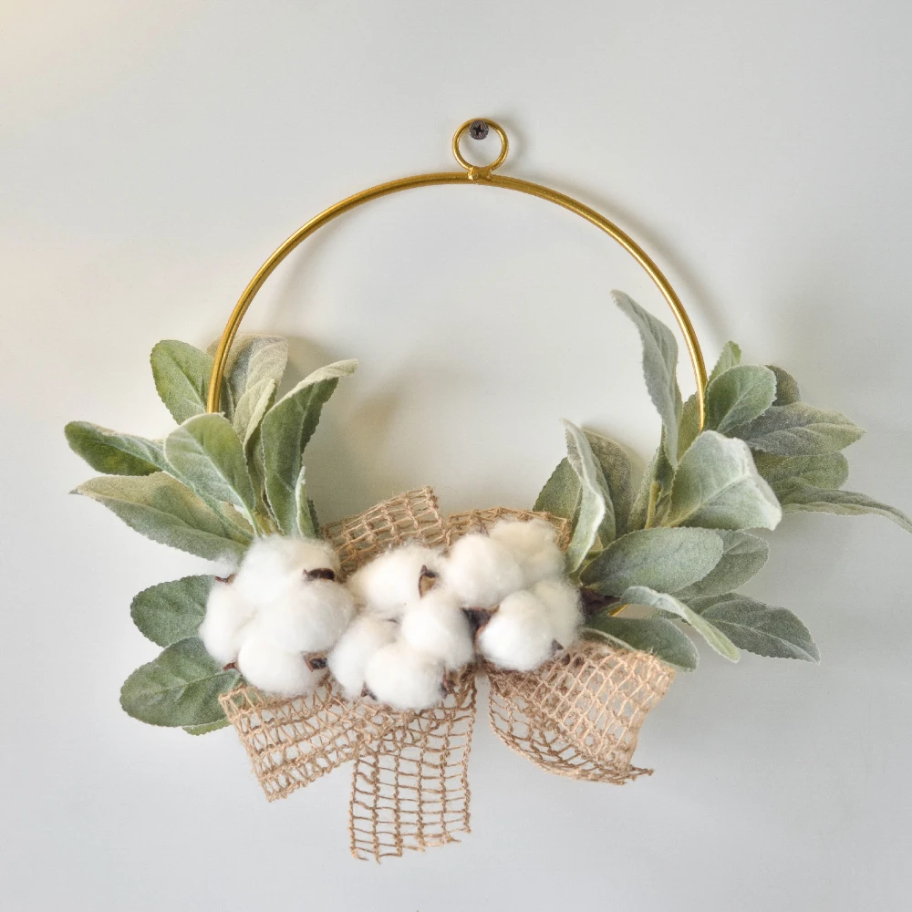 Artificial Leaf Wreath Hanging Cotton Wreath Decor Holiday Party Garland