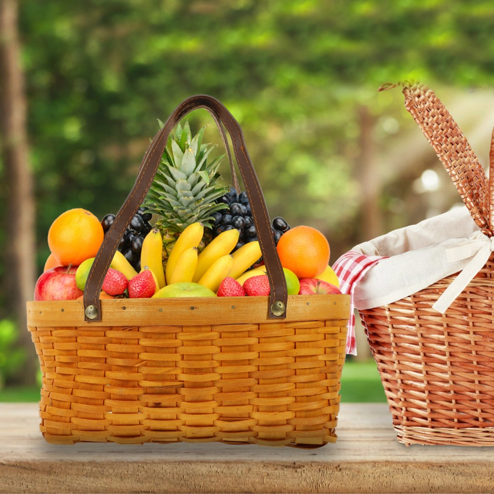 Woven Picnic Basket Handheld Woven Basket Fruits Vegetable Basket Hand Bamboo Woven Basket