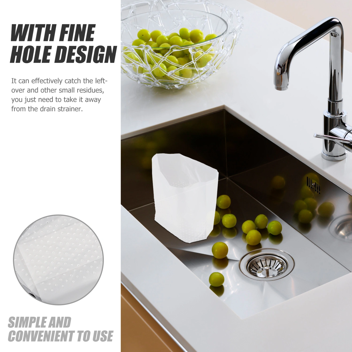 30 pcs Self-Standing Sink Filter Bags Kitchen Sink Strainer Bags Sink Filter Trash Bag