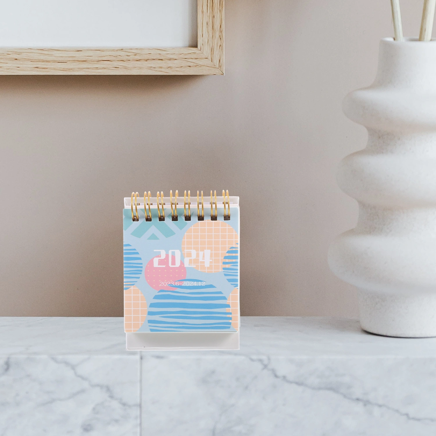 Full Year Calendar Small Desk Calendar Standing Calendar English Desktop Calendar for Office Home
