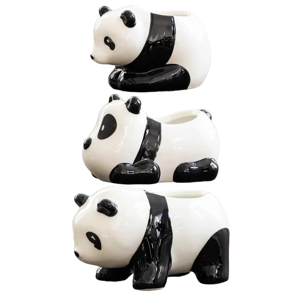 3Pcs Ceramic Panda Planter Pot Succulents Pot Cactus Plant Pot Animal Succulent Pot Decoration