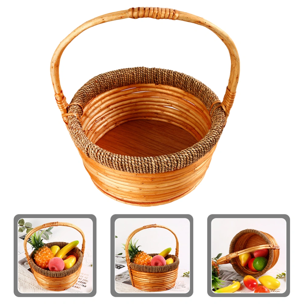 Wear-resistant Wicker Woven Basket Portable Fruit Storage Basket Multi-use Shopping Basket