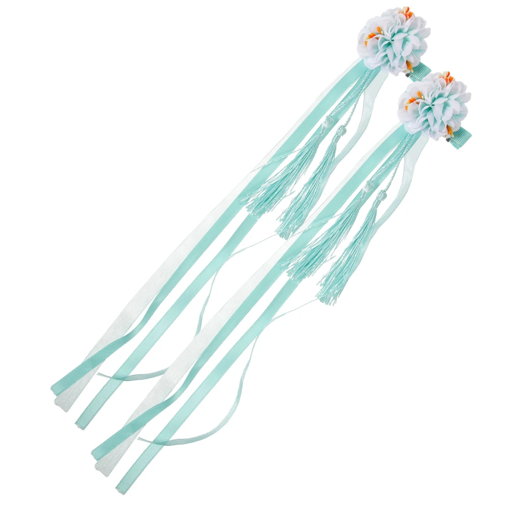 2pcs Flower Hair Clips Long Tassel Hairpin Vintage Hair Accessories for Women Teen Girls