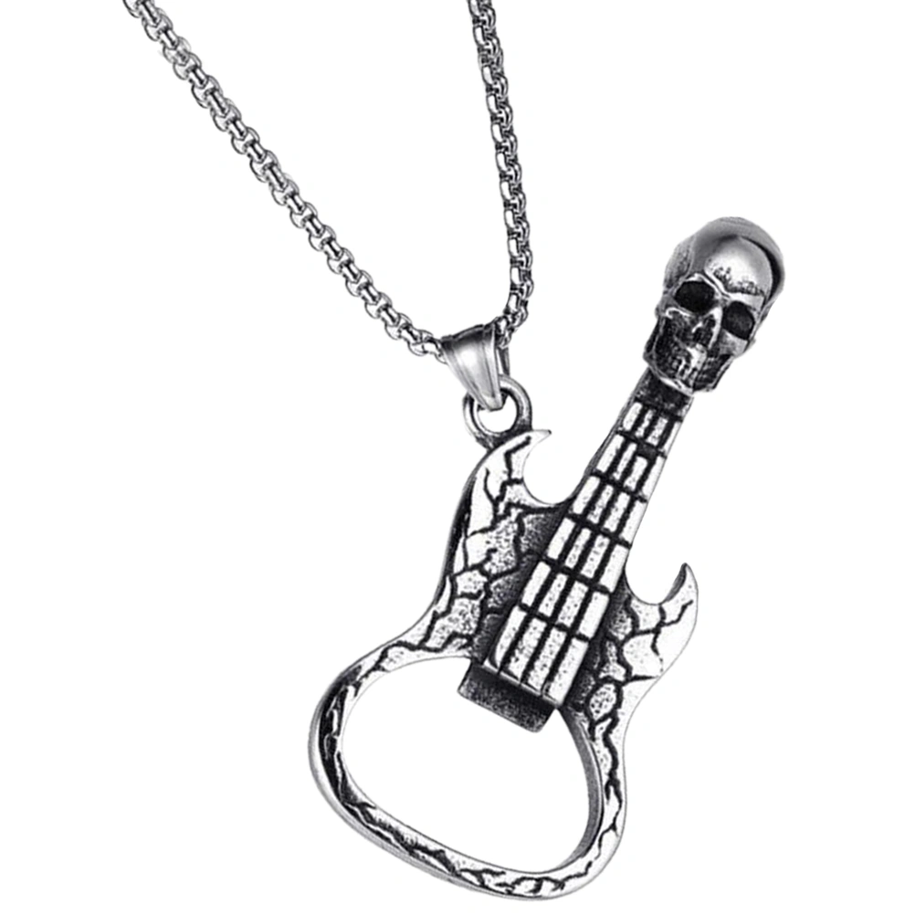 Men Necklace Guitar Skull Pendant Necklace Personalized Necklace Metal Beer Bottle Opener