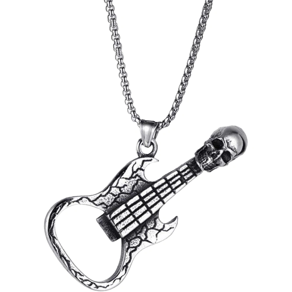 Men Necklace Guitar Skull Pendant Necklace Personalized Necklace Metal Beer Bottle Opener