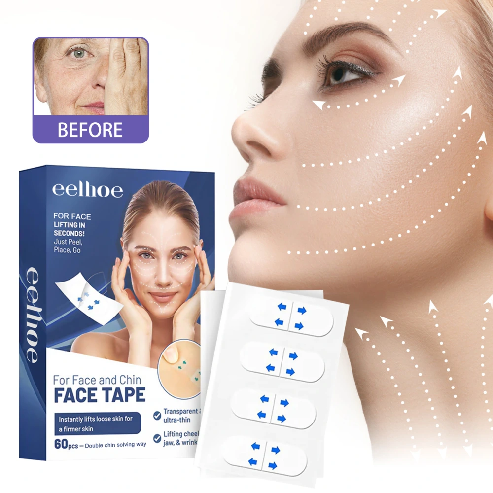 60pcs Face Tapes Face Lifter Tapes Face Lifting Patches Adhesive Face Tapes for Women