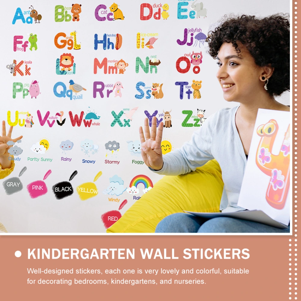 9 Sheets Wall Stickers Alphabet Number Color Weather Learning Educational Wall Decals