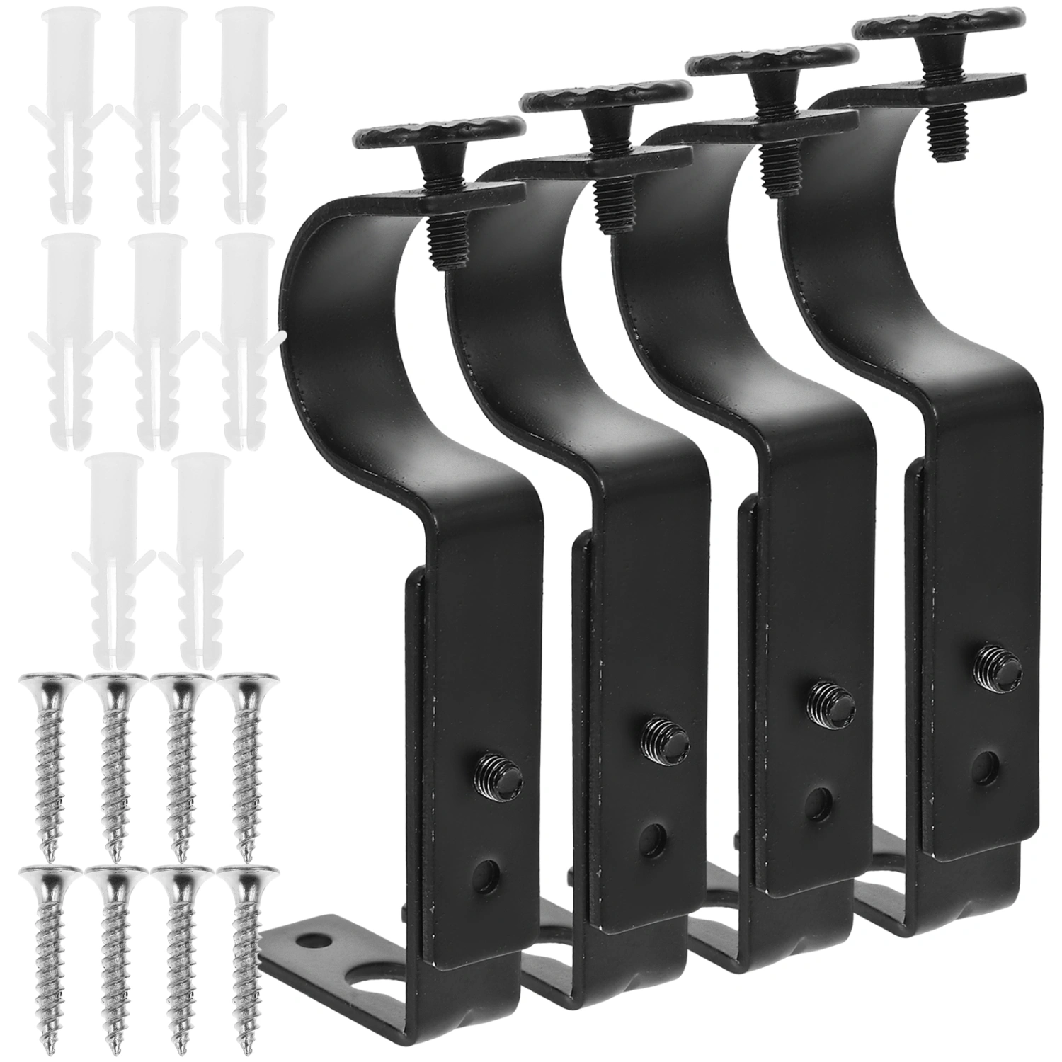 4pcs Wall Mounted Curtain Rod Bracket Adjustable Curtain Rod Holder Telescopic Curtain Rod Bracket