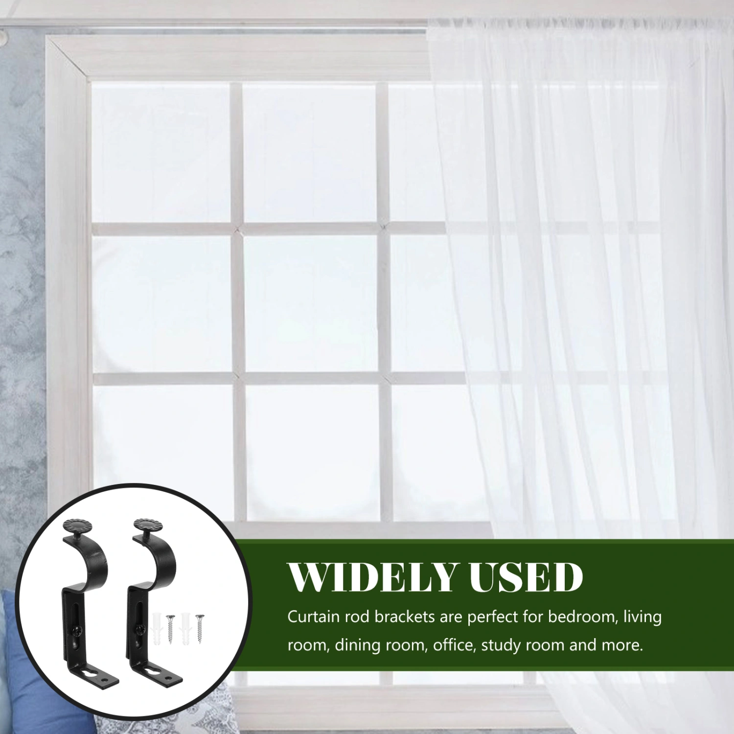 4pcs Wall Mounted Curtain Rod Bracket Adjustable Curtain Rod Holder Telescopic Curtain Rod Bracket