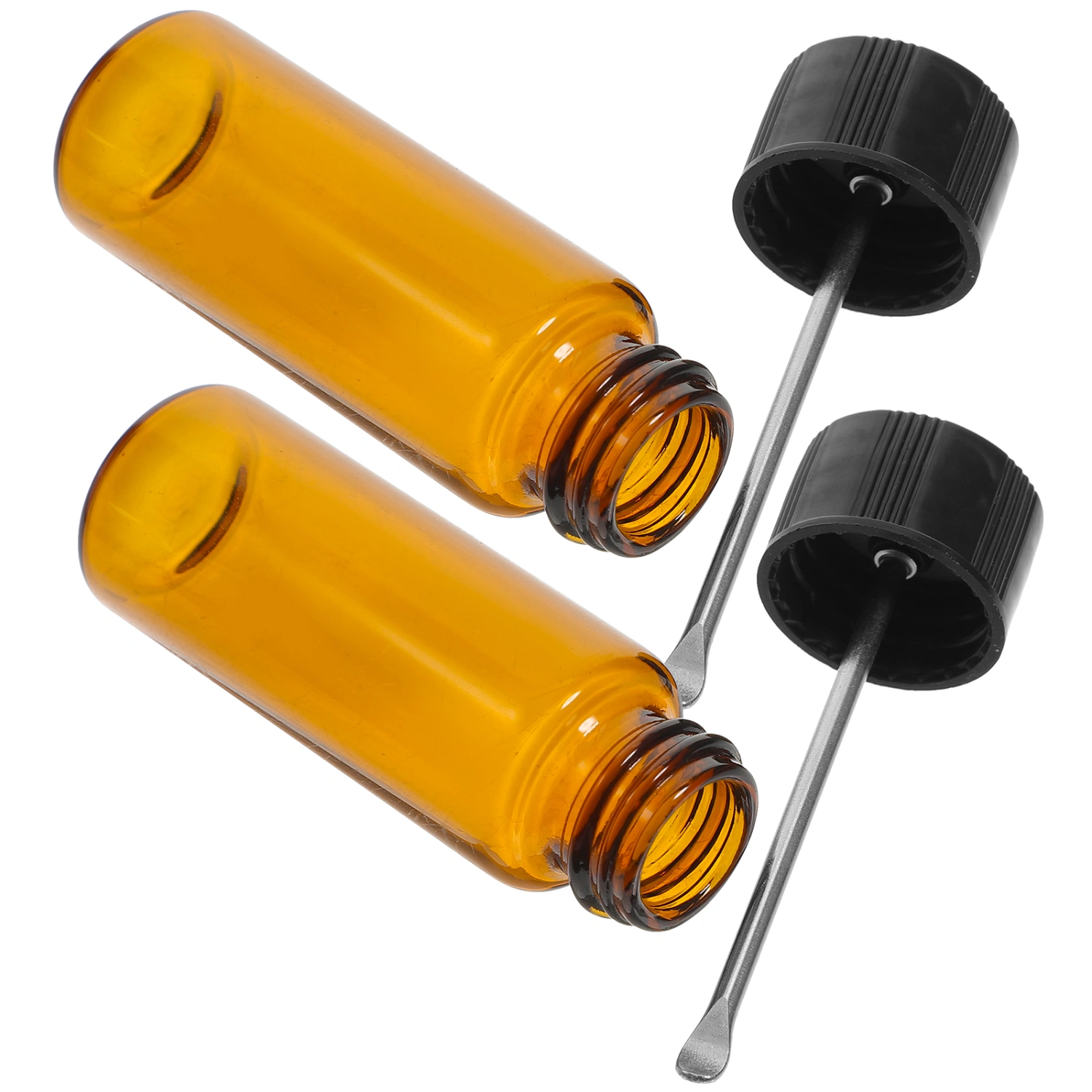2Pcs Portable Pill Box Travel Pill Storage Box Pill Holder Glass Pill Vial with Spoon