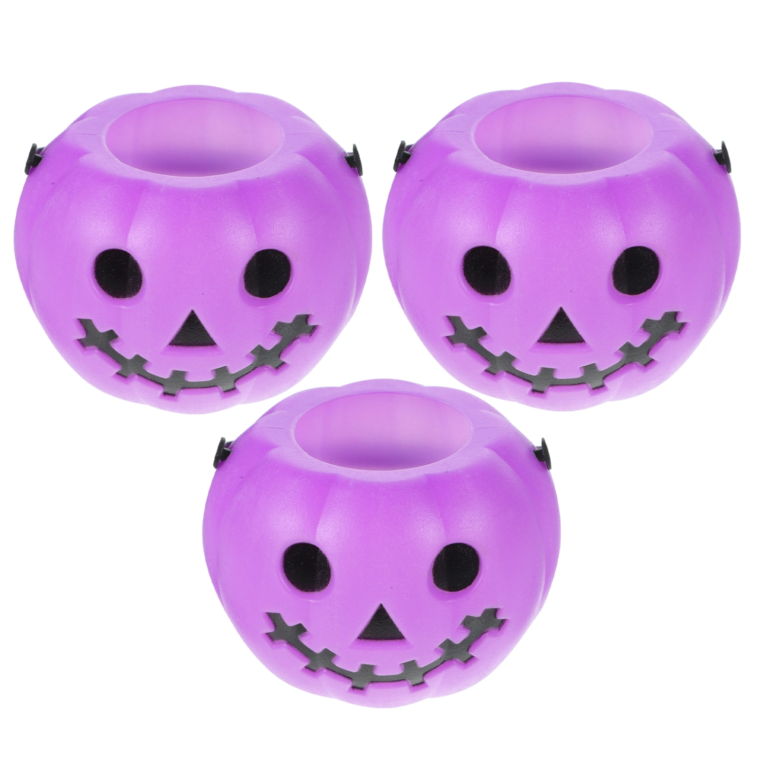3pcs Pumpkin Buckets Halloween Candy Holders Handheld Plastic Candy Container