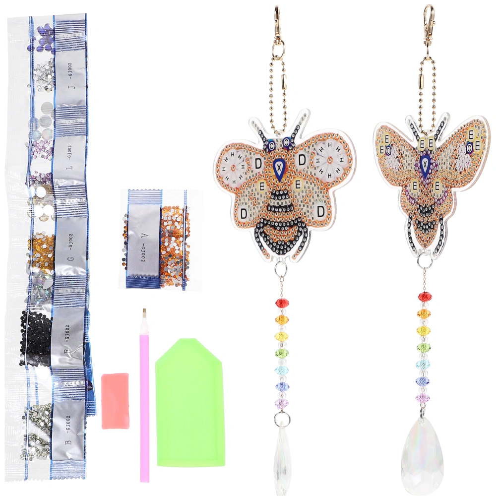 1 Set of Diy 5d Resin Diamonds Art Painting Wind Bell Pendants Diamonds Wind Chime Home Decor