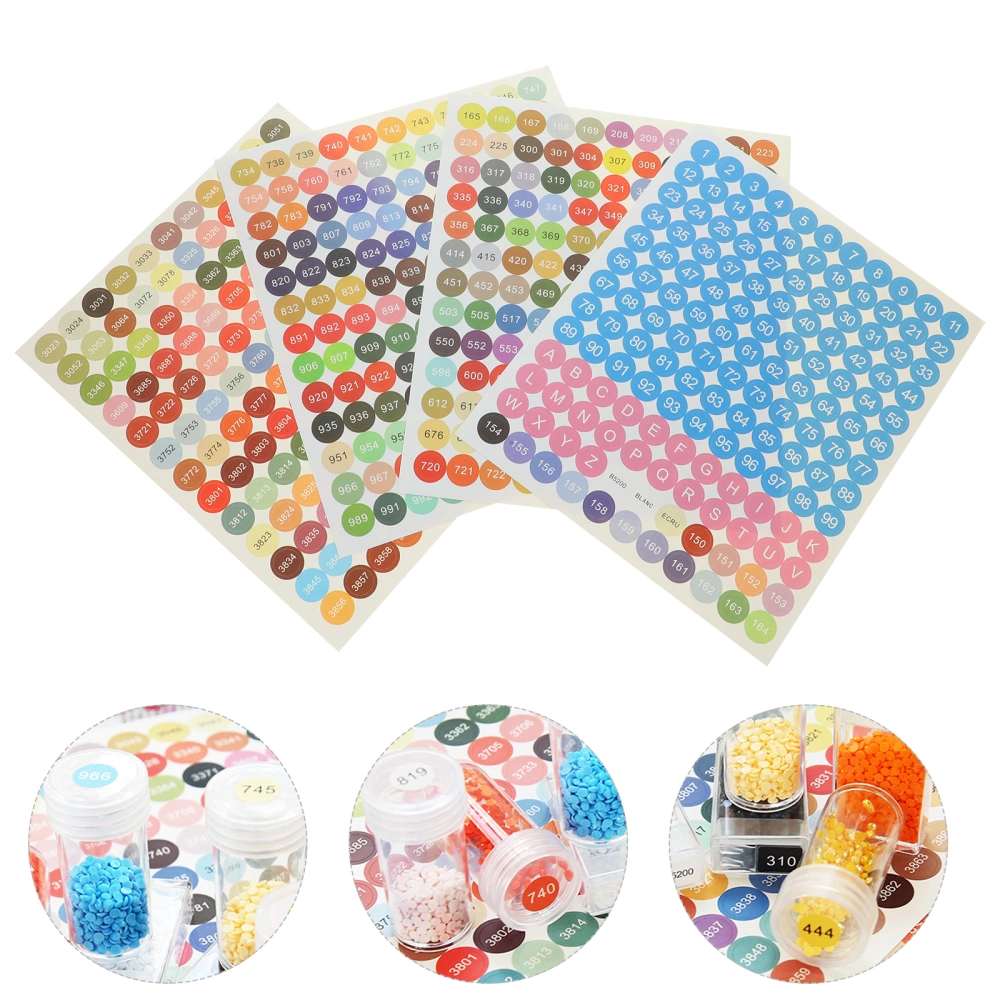 20 Sheets of Colorful Number Stickers Diamonds Art Painting Stickers Label Number Stickers