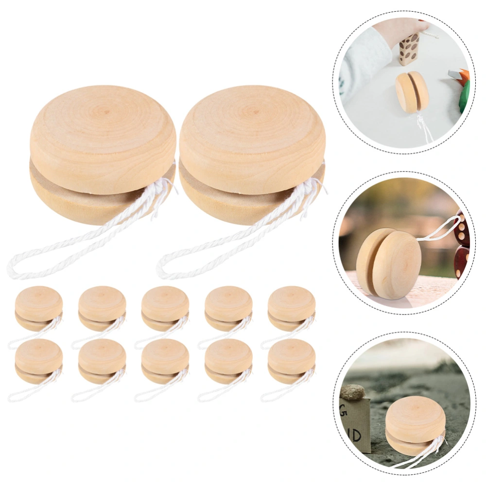 5Pcs Creative Yo-Yo Balls for Craft Wooden DIY Painting Yo-Yo Balls Wooden Graffiti Toys Wood Model