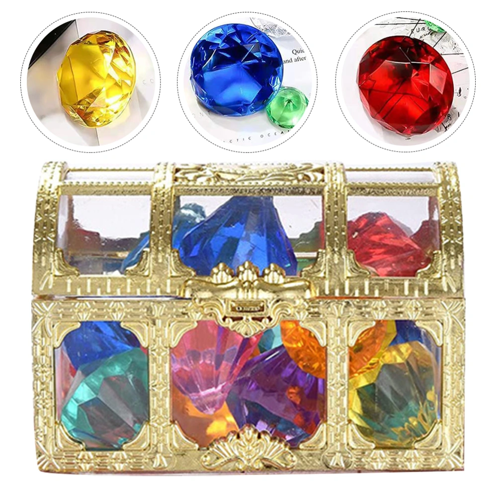 20pcs Colorful Fake Diamond Toy Diving Gem Pool Toy Simulated Diamond Model With Treasure Chest