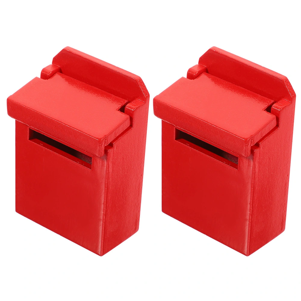 2Pcs Wooden Mini Mailbox Figurine Mini House Furniture Model Decorative Miniature Letter Box Statue