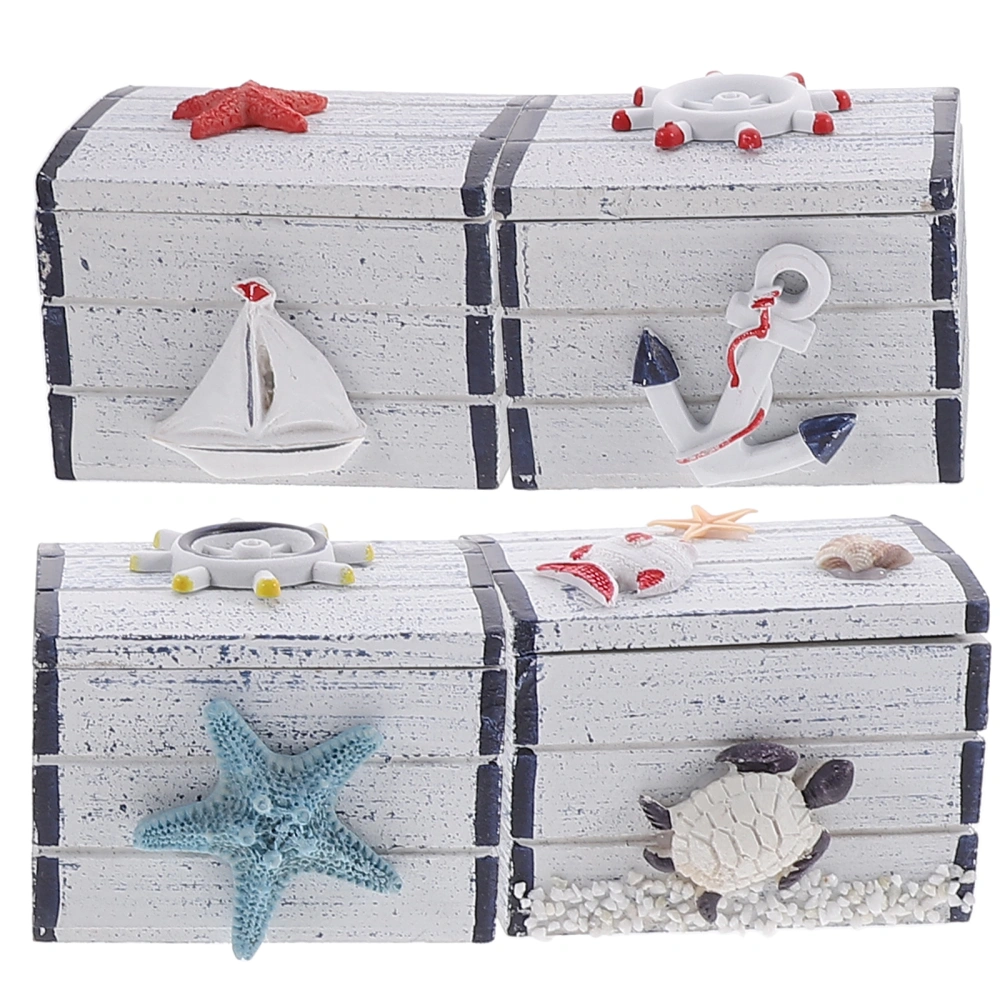 4Pcs Ocean Themed Jewelry Case Delicate Trinket Box Home Small Jewelry Box Keepsake Box