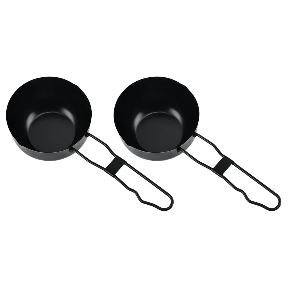 2pcs Iron Stewpan Stew Pot Convenient Cooking Pot Outdoor Camping Cooking Pots