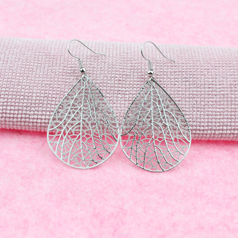 2 Pairs of Teardrop Earrings for Women Leaf Earrings Copper Dangle Earrings Elegant Style Earrings