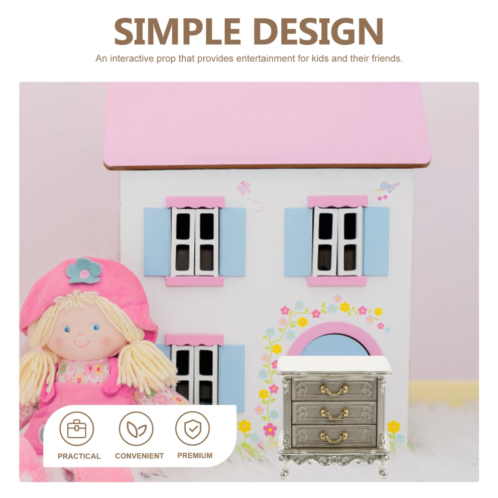 Doll House Furniture Nightstand Miniature Simulated Bedside Table Model Vintage Style Mini Nightstand