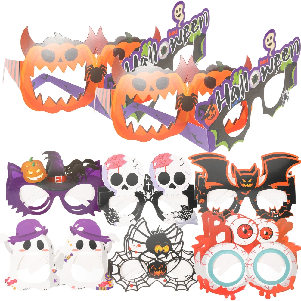 16Pcs Halloween Party Eyeglasses Halloween Paper Eyewear Props Halloween Party Supplies