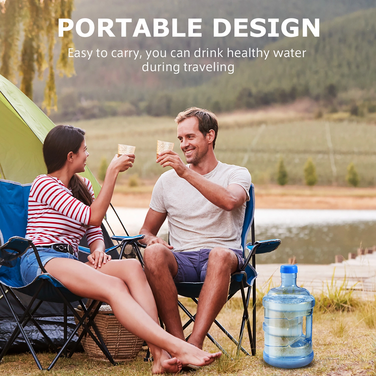1 Set of Reusable Water Jug Handheld Water Jug Portable Water Container Outdoor Hiking Water Bottle(5L)