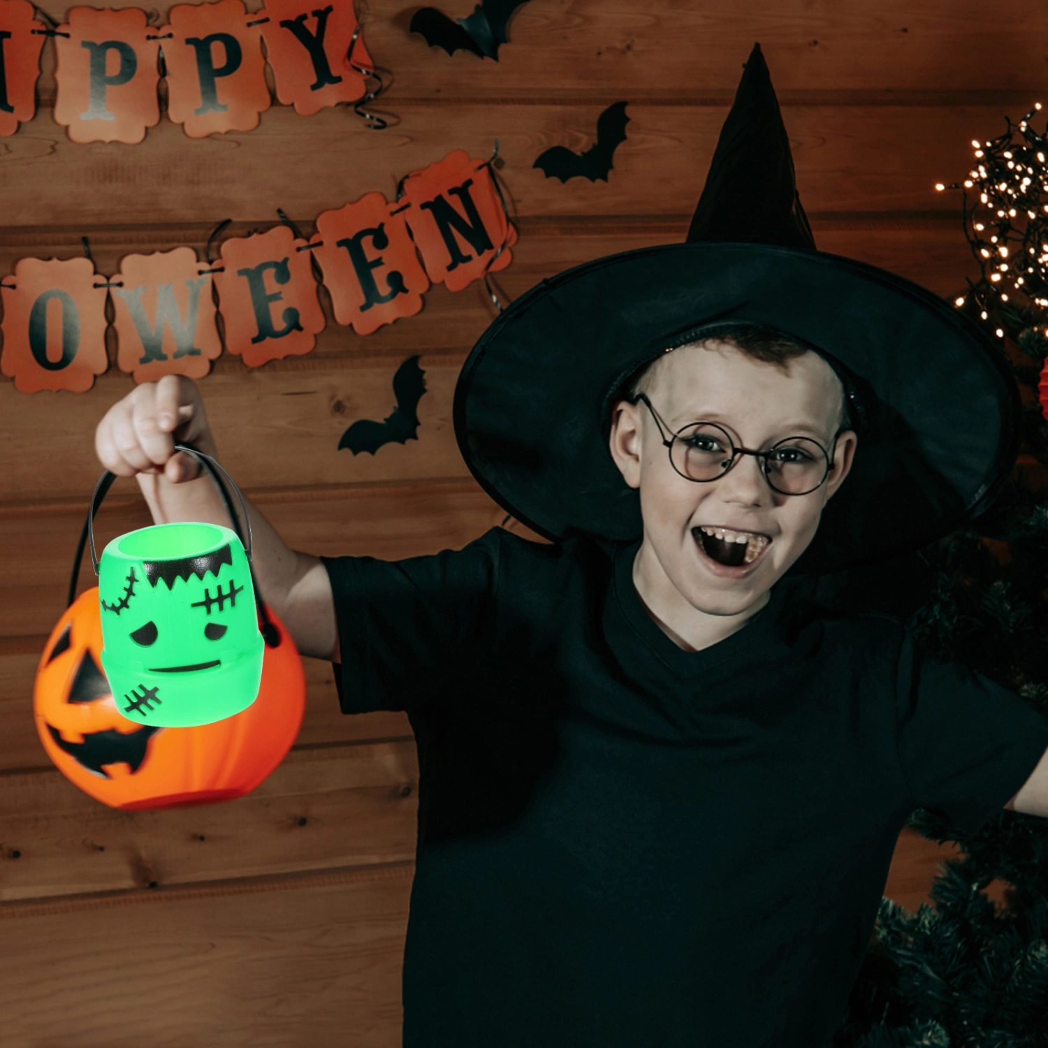 3pcs Pumpkin Buckets Halloween Candy Holders Handheld Plastic Candy Container