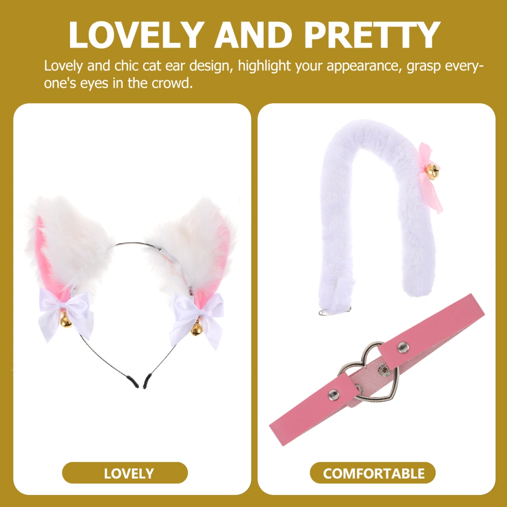 1 Set Cat Ears and Tail Heart Collar Choker Cat Cosplay Prop Costume Accessory