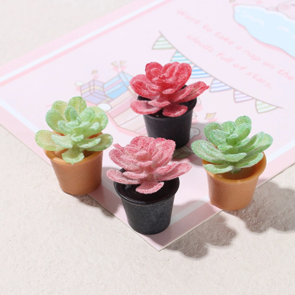 12pcs Doll House Potted Plants Miniature Artificial Plant Tiny Bonsai Model Doll House Decoration