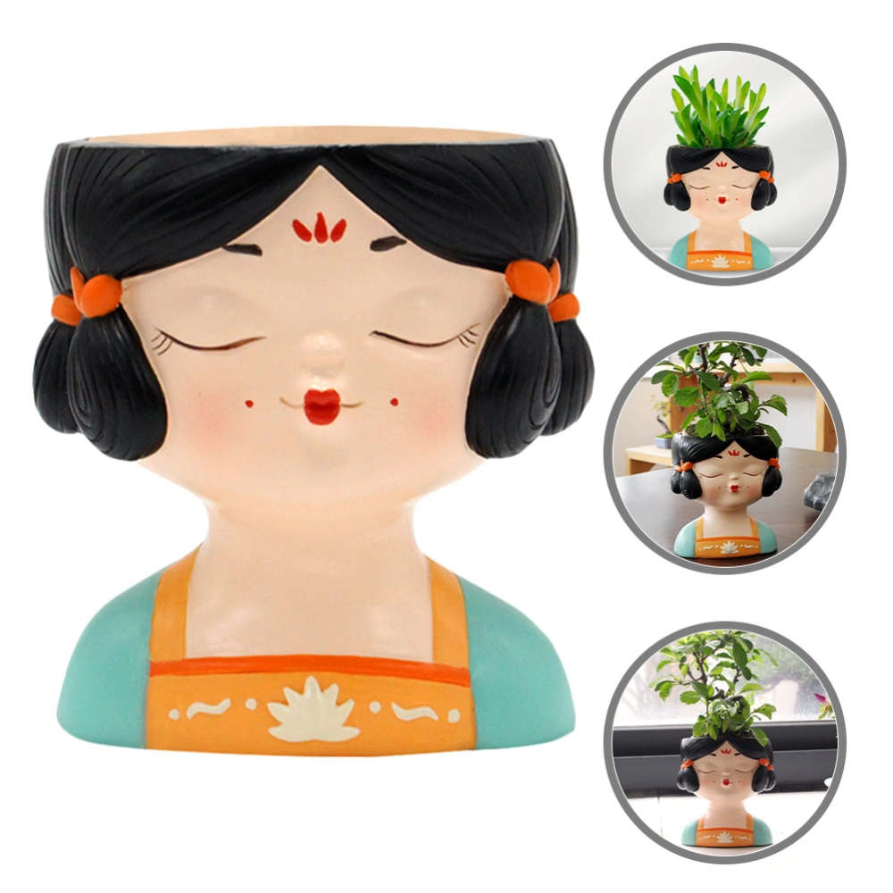 Flowerpot Decoration Girl Shape Planter Resin Flowerpot Garden Planter Small Planter