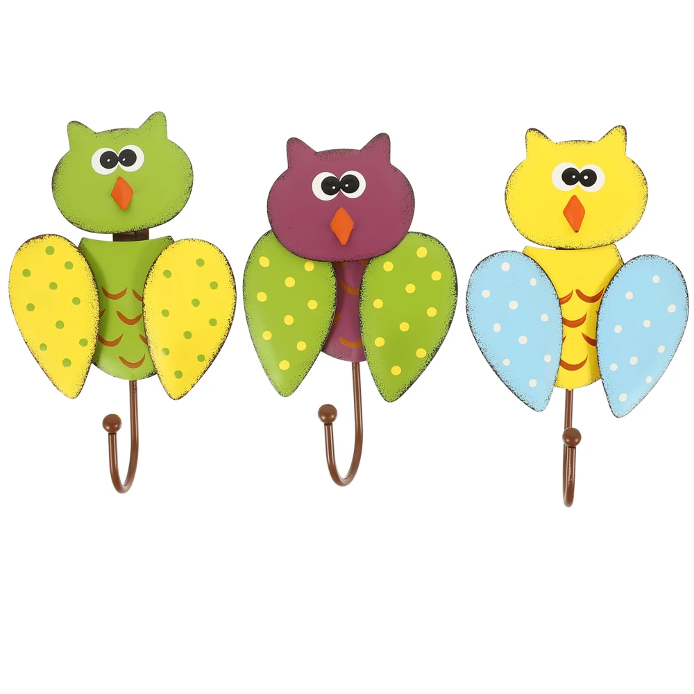 3pcs Key Holder Owl Shape Wall Organizer Hook Wall Mounted Keychain Hanger Novelty Key Hook