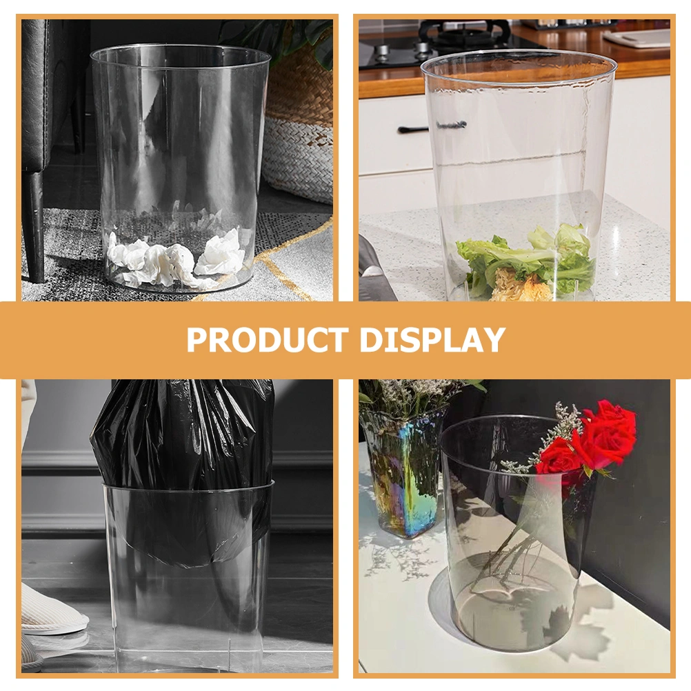 Household Modern Style Trash Can Transparent Garbage Can Desktop Reusable Waste Paper Bin