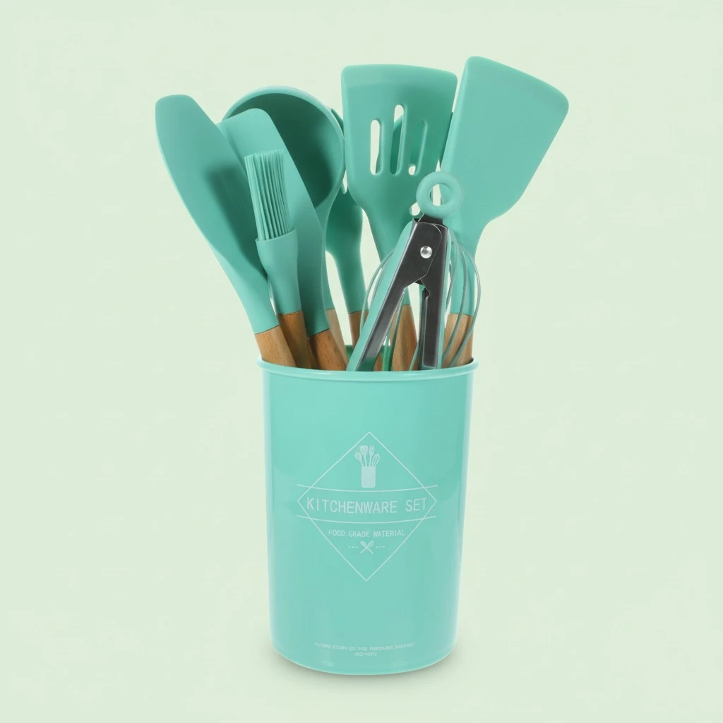 1 Set Kitchen Utensil Set Natural Wooden Handles Cooking Baking Tool Kitchen Gadgets
