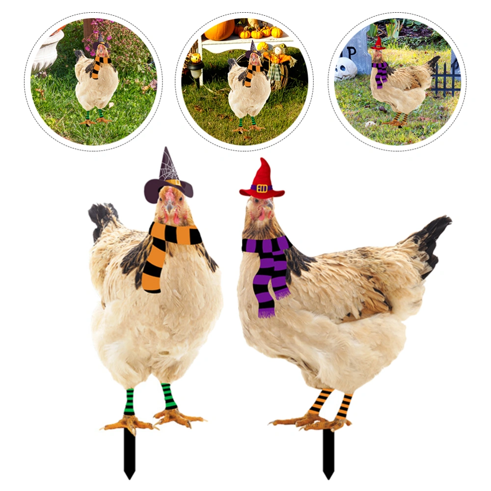 2Pcs Halloween Chicken Stake Decor Ground Inserted Chicken Decor Chicken Sign Lawn Decor