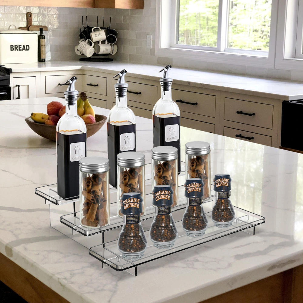 Clear Spice Rack Organizer Three-tier Cabinet Organizer Seasoning Bottles Makeup Storage Rack