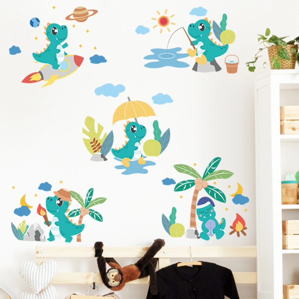 Dinosaur Coconut Tree Wall Decal Kids' Bedroom Dinosaur Wall Sticker Cartoon Wall Decor