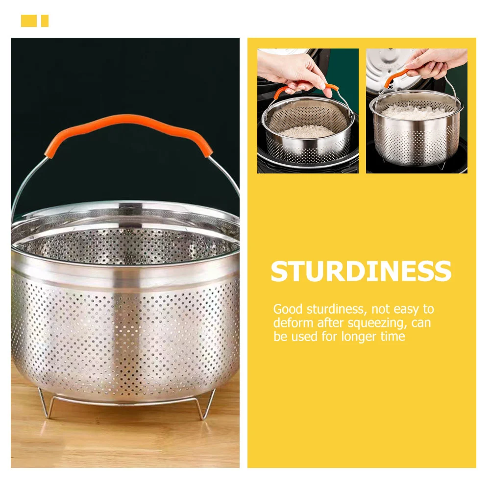Multi-use Steamer Stainless Steel Steaming Basket Rice Cooker Steamer Basket with Handle