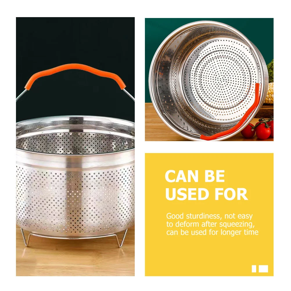 Multi-use Steamer Stainless Steel Steaming Basket Rice Cooker Steamer Basket with Handle