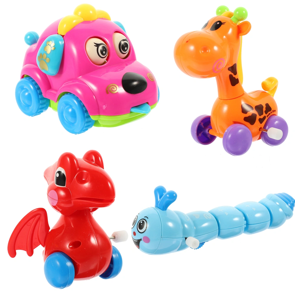 4pcs Wind Up Toys Clockwork Toys Novelty Wind-up Cartoon Animal Playthings